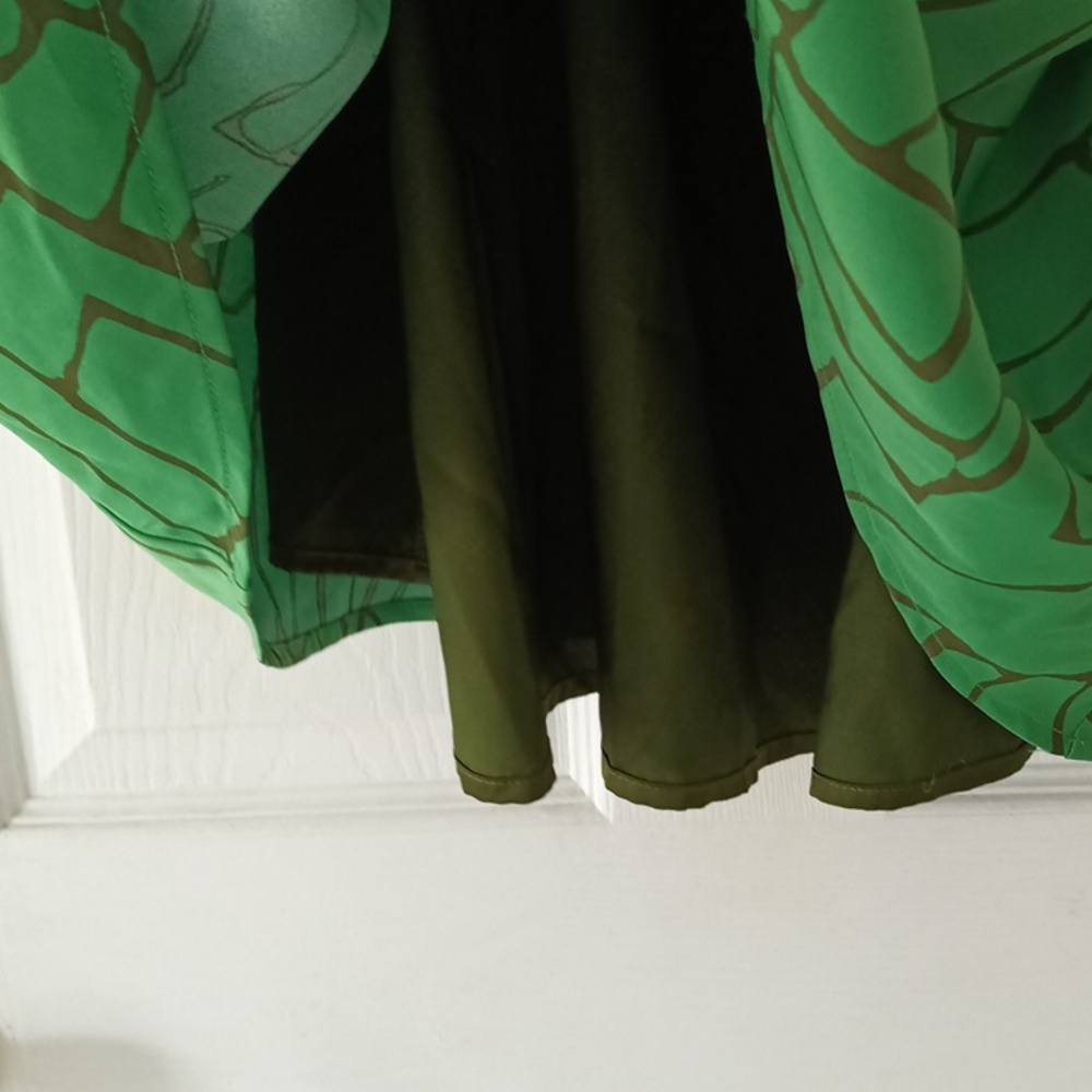 NWT MED Green Geometric SATIN Dress with Spaghetti Straps - Picture 3 of 8